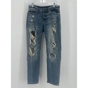 Judy Blue Women's Boyfriend Distressed Jeans Size 5/27 Medium Wash Ripped Denim
